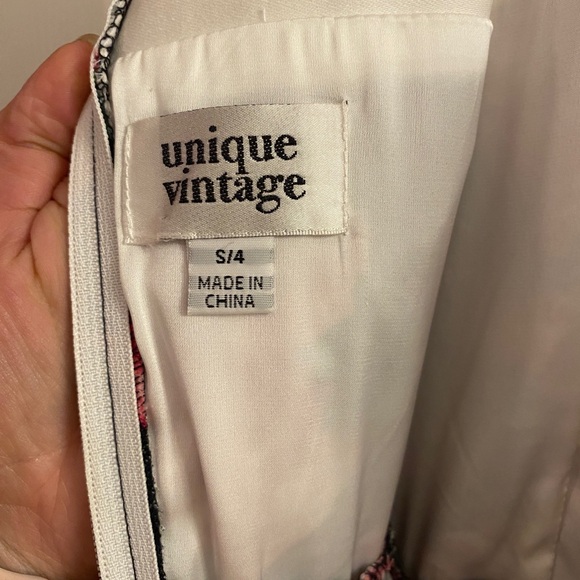 Unique Vintage Black Pink Floral Contrast-Trim Darienne A-Line Dress Size S/4 - Picture 10 of 12